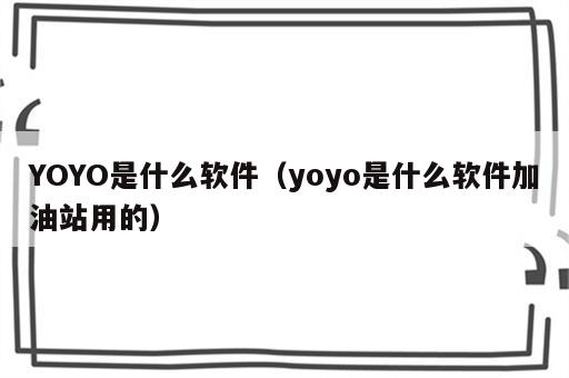 YOYO是什么软件（yoyo是什么软件加油站用的）
