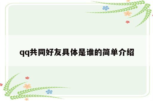 qq共同好友具体是谁的简单介绍