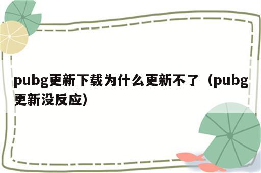 pubg更新下载为什么更新不了（pubg更新没反应）