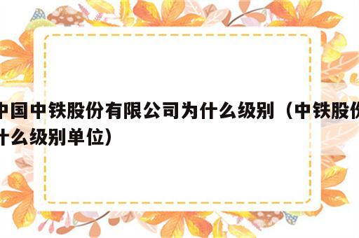 中国中铁股份有限公司为什么级别（中铁股份什么级别单位）