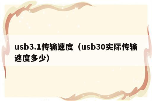 usb3.1传输速度（usb30实际传输速度多少）