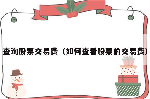 查询股票交易费（如何查看股票的交易费）