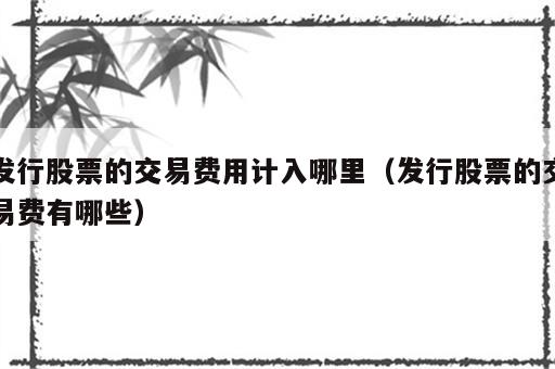 发行股票的交易费用计入哪里（发行股票的交易费有哪些）