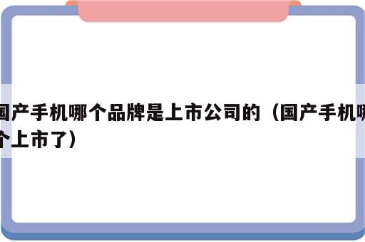 国产手机哪个品牌是上市公司的（国产手机哪个上市了）