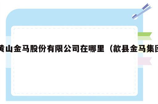 黄山金马股份有限公司在哪里（歙县金马集团）