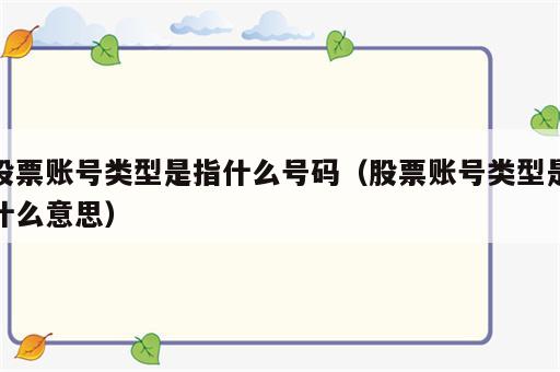 股票账号类型是指什么号码（股票账号类型是什么意思）