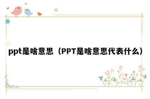 ppt是啥意思（PPT是啥意思代表什么）