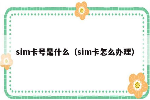 sim卡号是什么（sim卡怎么办理）