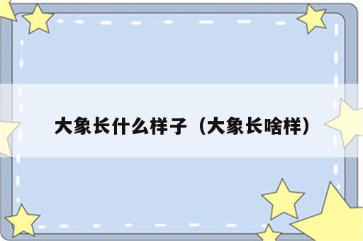 大象长什么样子（大象长啥样）