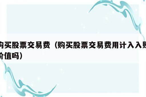 购买股票交易费（购买股票交易费用计入入账价值吗）