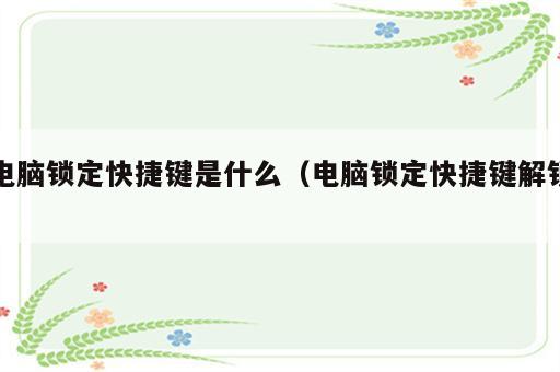 电脑锁定快捷键是什么（电脑锁定快捷键解锁）
