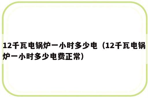 12千瓦电锅炉一小时多少电（12千瓦电锅炉一小时多少电费正常）