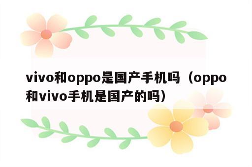 vivo和oppo是国产手机吗（oppo和vivo手机是国产的吗）