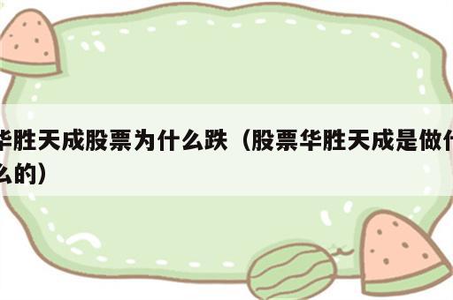 华胜天成股票为什么跌（股票华胜天成是做什么的）