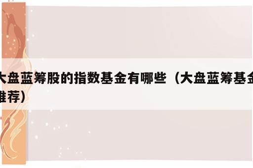大盘蓝筹股的指数基金有哪些（大盘蓝筹基金推荐）
