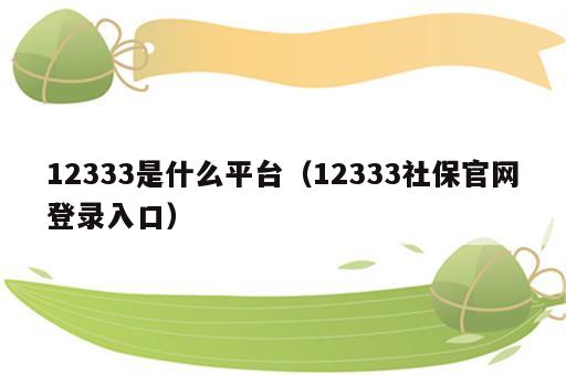 12333是什么平台（12333社保官网登录入口）