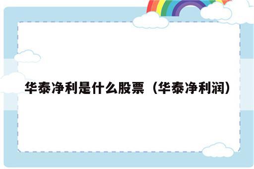 华泰净利是什么股票（华泰净利润）