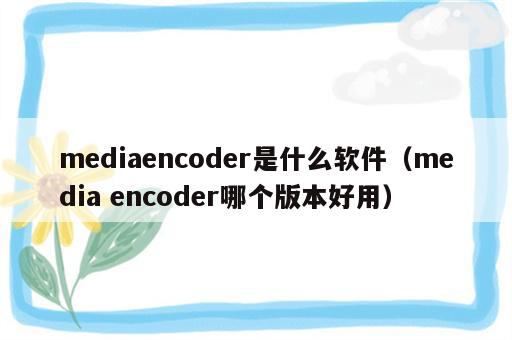 mediaencoder是什么软件（media encoder哪个版本好用）