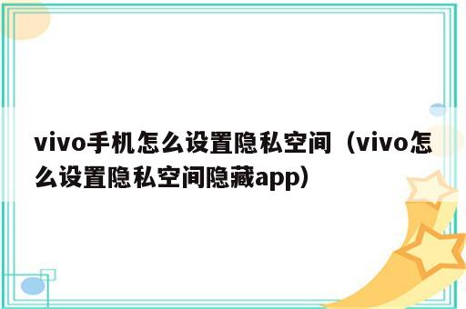 vivo手机怎么设置隐私空间（vivo怎么设置隐私空间隐藏app）