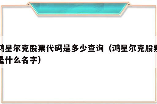 鸿星尔克股票代码是多少查询（鸿星尔克股票是什么名字）