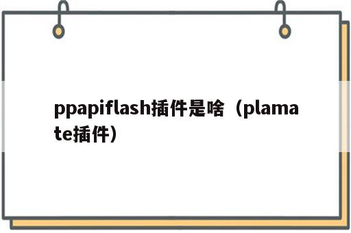 ppapiflash插件是啥（plamate插件）