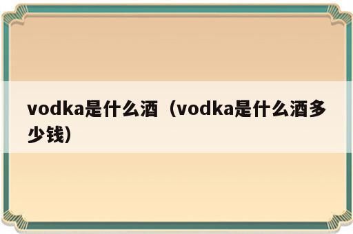 vodka是什么酒（vodka是什么酒多少钱）