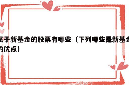 属于新基金的股票有哪些（下列哪些是新基金的优点）
