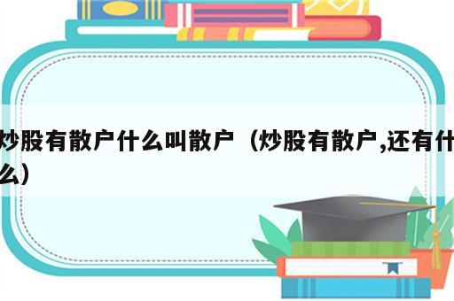 炒股有散户什么叫散户（炒股有散户,还有什么）