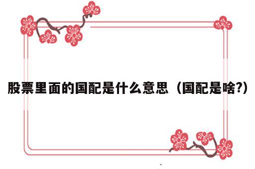 股票里面的国配是什么意思（国配是啥?）