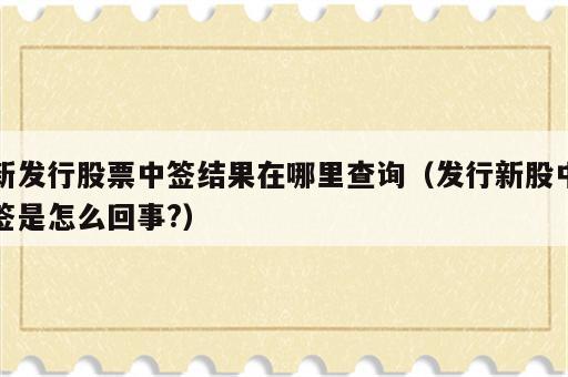 新发行股票中签结果在哪里查询（发行新股中签是怎么回事?）