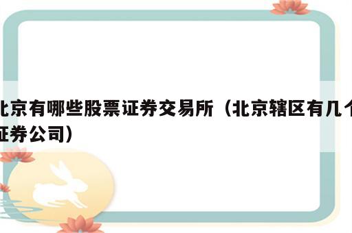 北京有哪些股票证券交易所（北京辖区有几个证券公司）