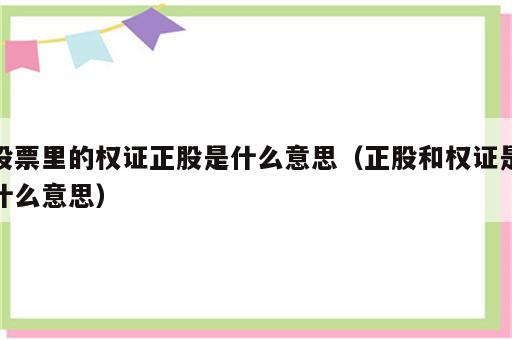股票里的权证正股是什么意思（正股和权证是什么意思）