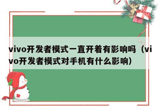 vivo开发者模式一直开着有影响吗（vivo开发者模式对手机有什么影响）