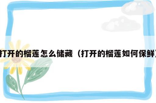 打开的榴莲怎么储藏（打开的榴莲如何保鲜）