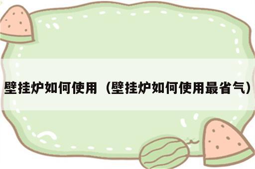 壁挂炉如何使用（壁挂炉如何使用最省气）