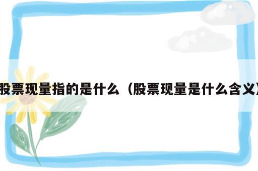 股票现量指的是什么（股票现量是什么含义）