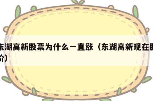 东湖高新股票为什么一直涨（东湖高新现在股价）