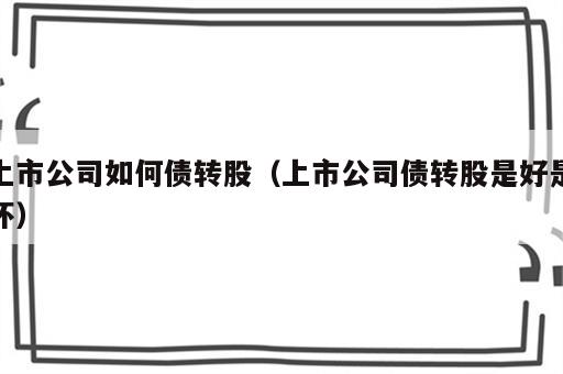 上市公司如何债转股（上市公司债转股是好是坏）