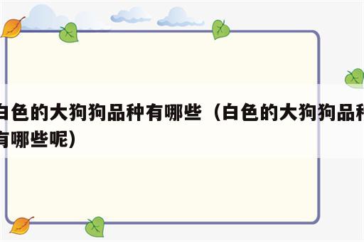 白色的大狗狗品种有哪些（白色的大狗狗品种有哪些呢）