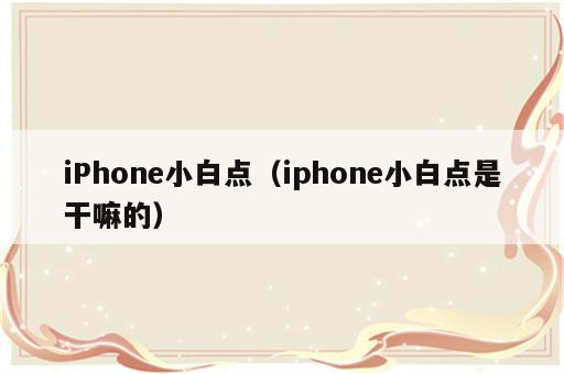 iPhone小白点（iphone小白点是干嘛的）