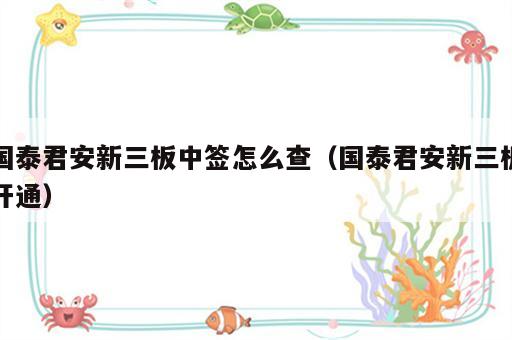 国泰君安新三板中签怎么查（国泰君安新三板开通）