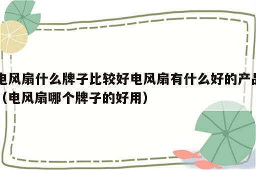 电风扇什么牌子比较好电风扇有什么好的产品（电风扇哪个牌子的好用）
