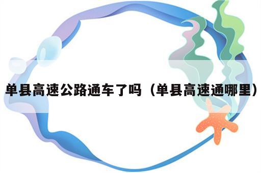 单县高速公路通车了吗（单县高速通哪里）