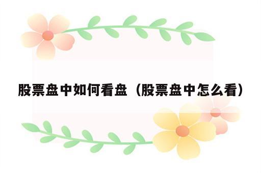 股票盘中如何看盘（股票盘中怎么看）