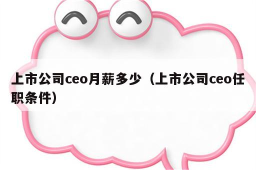 上市公司ceo月薪多少（上市公司ceo任职条件）