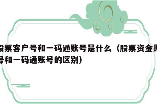 股票客户号和一码通账号是什么（股票资金账号和一码通账号的区别）