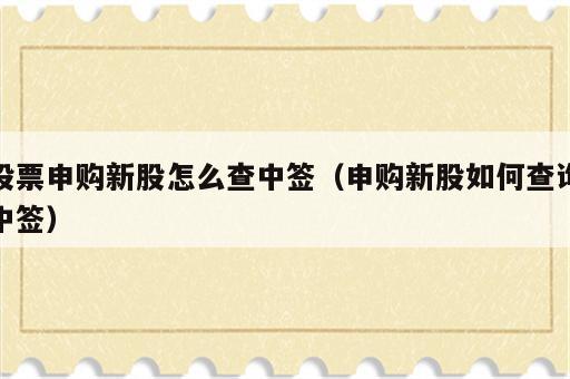 股票申购新股怎么查中签（申购新股如何查询中签）