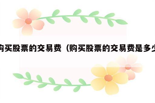购买股票的交易费（购买股票的交易费是多少）