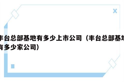 丰台总部基地有多少上市公司（丰台总部基地有多少家公司）