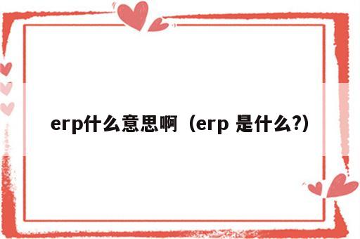erp什么意思啊（erp 是什么?）